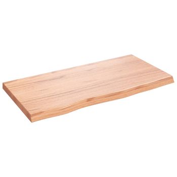 Encimera Baño Madera Maciza Tratada Marrón Claro 80x40x(2-4) Cm Vidaxl