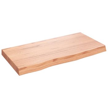 Encimera Baño Madera Maciza Tratada Marrón Claro 80x40x(2-6) Cm Vidaxl