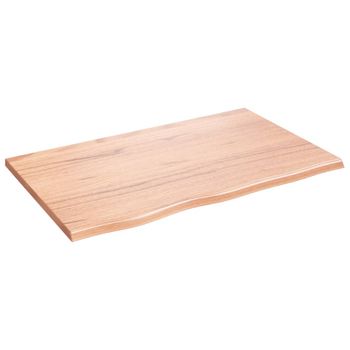 Encimera De Baño Madera Maciza Tratada Marrón Claro 80x50x2 Cm Vidaxl