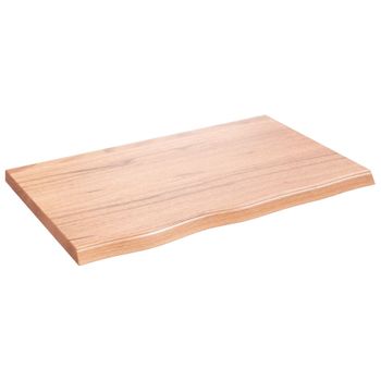 Encimera Baño Madera Maciza Tratada Marrón Claro 80x50x(2-4) Cm Vidaxl