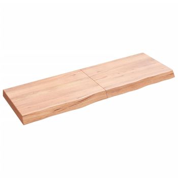 Encimera Baño Madera Maciza Tratada Marrón Claro 120x40x(2-6)cm Vidaxl