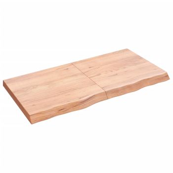 Encimera Baño Madera Maciza Tratada Marrón Claro 120x60x(2-6)cm Vidaxl