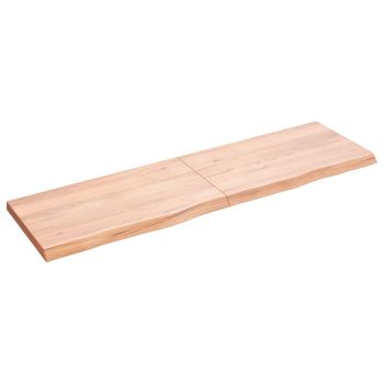 Encimera Baño Madera Maciza Tratada Marrón Claro 140x40x(2-4)cm Vidaxl