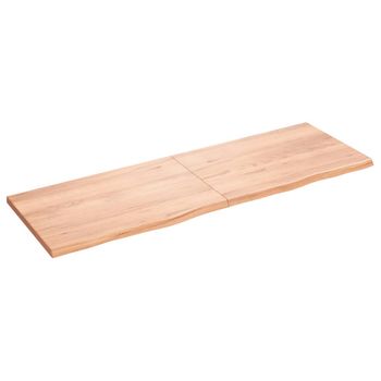 Encimera Baño Madera Maciza Tratada Marrón Claro 180x60x(2-4)cm Vidaxl