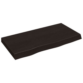 Encimera Baño Madera Maciza Tratada Marrón Oscuro 80x40x(2-6)cm Vidaxl