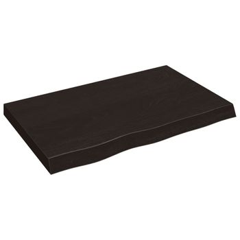 Encimera Baño Madera Maciza Tratada Marrón Oscuro 80x60x2 Cm Vidaxl