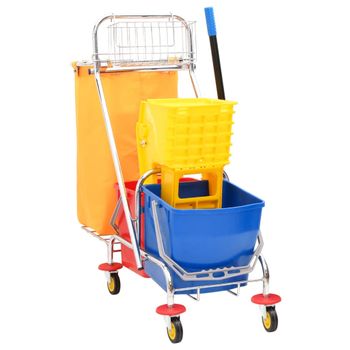 Cubo para Fregona con Escurridor y Ruedas Carrito de Limpieza PP Amarillo  vidaXL