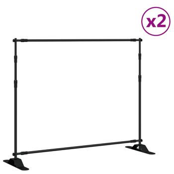 Soportes De Telón De Fondo 2 Uds Acero Negro 254x243 Cm Vidaxl