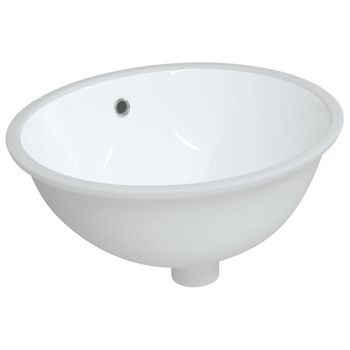 Lavabo De Baño Ovalado Cerámica Blanco 47x39x21 Cm Vidaxl