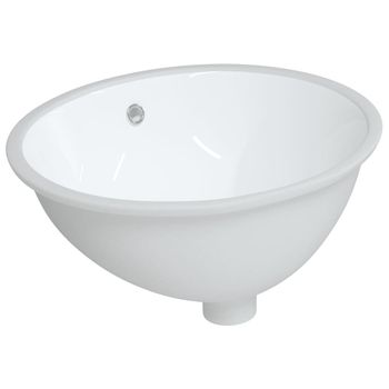 Lavabo De Baño Ovalado Cerámica Blanco 49x40,5x21 Cm Vidaxl