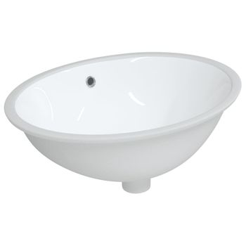 Lavabo De Baño Ovalado Cerámica Blanco 56x41x20 Cm Vidaxl