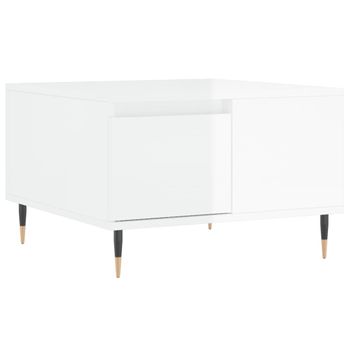 Mesa De Centro Madera Contrachapada Blanco Brillo 55x55x36,5 Cm Vidaxl