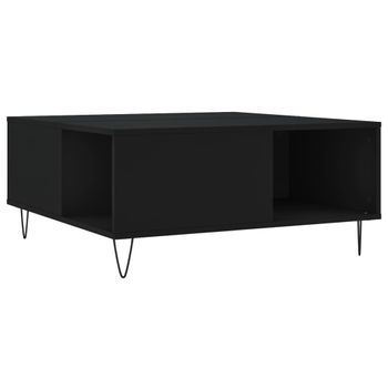 Mesa De Centro Madera Contrachapada Negro 80x80x36,5 Cm Vidaxl