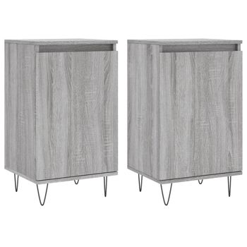 Aparadores 2 Uds Madera De Ingeniería Gris Sonoma 40x35x70 Cm Vidaxl