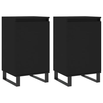 Aparadores 2 Uds Madera De Ingeniería Negro 40x35x70 Cm Vidaxl