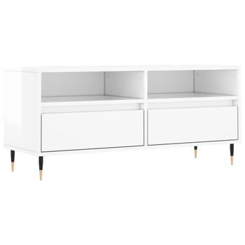 Mueble De Tv Madera Contrachapada Blanco Brillo 100x34,5x44,5cm Vidaxl