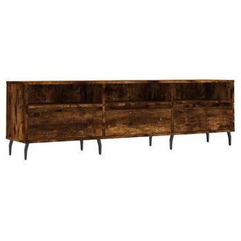 Mueble De Tv Madera Contrachapada Roble Ahumado 150x30x44,5 Cm Vidaxl