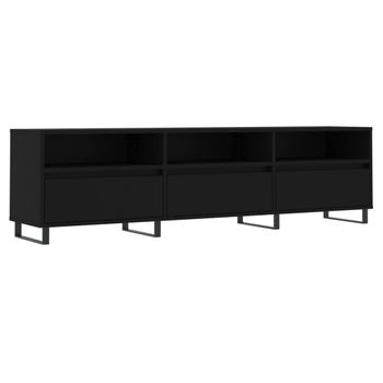 Mueble TV negro 150x36x30 cm de madera contrachapada