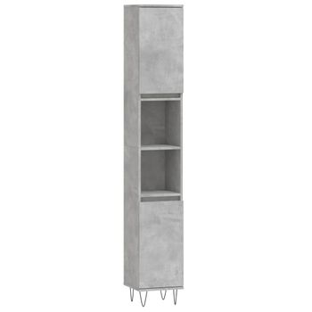 Armario De Baño Madera Contrachapada Gris Hormigón 30x30x190 Cm Vidaxl