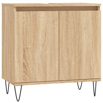 Armario De Baño Madera De Ingeniería Roble Sonoma 58x33x60 Cm Vidaxl