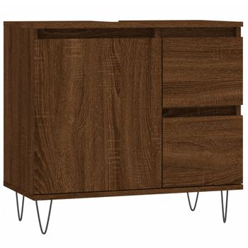 Armario De Baño Madera Contrachapada Marrón Roble 65x33x60 Cm Vidaxl