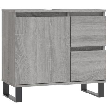 Armario De Baño Madera Contrachapada Gris Sonoma 65x33x60 Cm Vidaxl