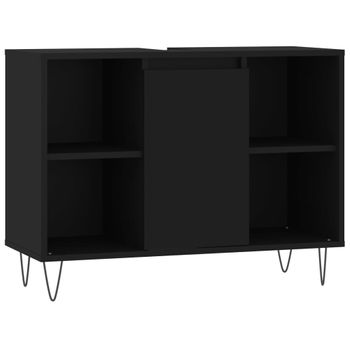 Mueble De Baño Con Patas + Lavabo Negro 80 Cm Smart – Madera Y Metal Negro  con Ofertas en Carrefour