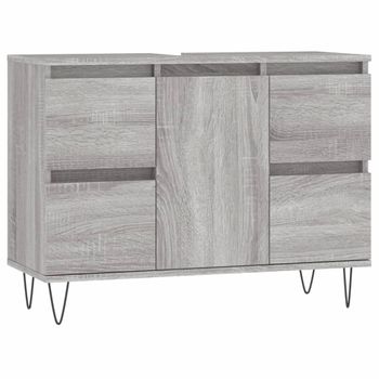 Mueble De Baño Madera De Ingeniería Gris Sonoma 80x33x60 Cm Vidaxl