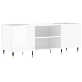 Mueble Discos Madera Contrachapada Blanco Brillo 121x38x48 Cm Vidaxl