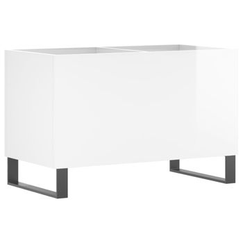 Mueble Discos Madera Contrachapada Blanco Brillo 74,5x38x48 Cm Vidaxl