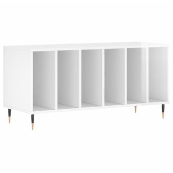 Mueble Discos Madera Contrachapada Blanco Brillo 100x38x48 Cm Vidaxl