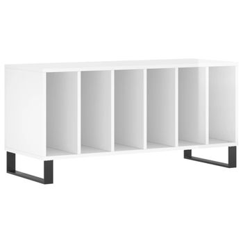 Mueble Discos Madera Contrachapada Blanco Brillo 100x38x48 Cm Vidaxl