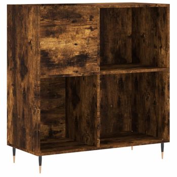 Mueble Discos Madera Contrachapada Roble Ahumado 84,5x38x89 Cm Vidaxl