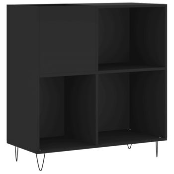 Mueble Para Discos Madera Contrachapada Negro 84,5x38x89 Cm Vidaxl