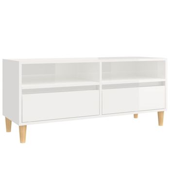 Mueble De Tv Madera Contrachapada Blanco Brillo 100x34,5x44,5cm Vidaxl