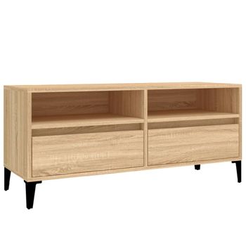 Mueble De Tv Madera Contrachapada Roble Sonoma 100x34,5x44,5 Cm Vidaxl