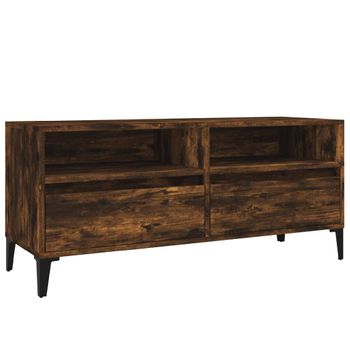 Mueble De Tv Madera Contrachapada Roble Ahumado 100x34,5x44,5cm Vidaxl