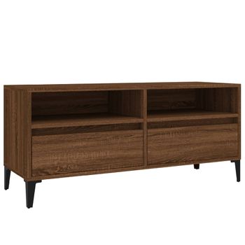 Mueble De Tv Madera Contrachapada Marrón Roble 100x34,5x44,5 Cm Vidaxl