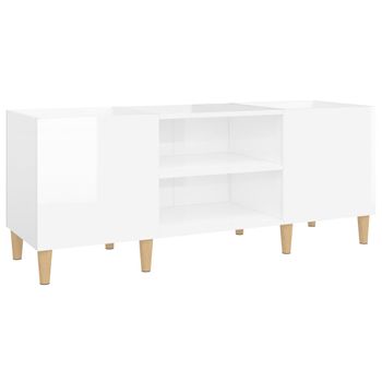 Mueble Discos Madera Contrachapada Blanco Brillo 121x38x48 Cm Vidaxl