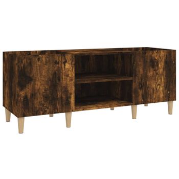 Mueble Discos Madera Contrachapada Roble Ahumado 121x38x48 Cm Vidaxl