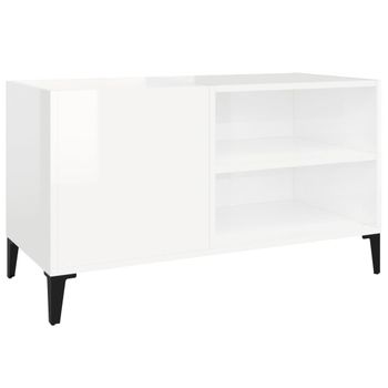 Mueble Discos Madera Contrachapada Blanco Brillo 84,5x38x48 Cm Vidaxl