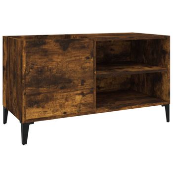 Mueble Discos Madera Contrachapada Roble Ahumado 84,5x38x48 Cm Vidaxl