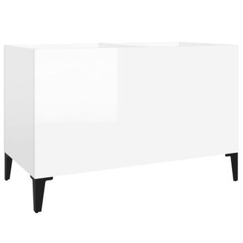 Mueble Discos Madera Contrachapada Blanco Brillo 74,5x38x48 Cm Vidaxl