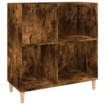 Mueble Discos Madera Contrachapada Roble Ahumado 84,5x38x89 Cm Vidaxl