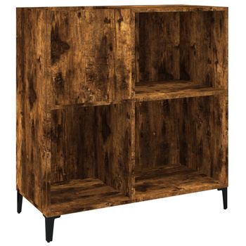 Mueble Discos Madera Contrachapada Roble Ahumado 84,5x38x89 Cm Vidaxl