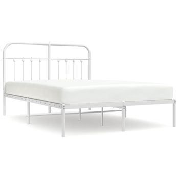 Estructura cama metal con cabecero y estribo blanco 150x200 cm