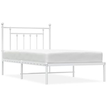 vidaXL Estructura cama metal cabecero y pie de cama blanca 100x190