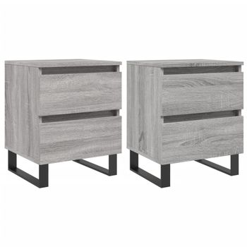 Mesita De Noche 2 Uds Madera Ingeniería Gris Sonoma 40x35x50 Cm Vidaxl