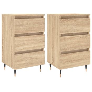 Mesita Noche 2 Uds Madera Ingeniería Roble Sonoma 40x35x69 Cm Vidaxl