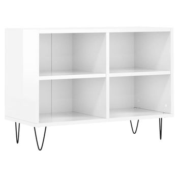 Mueble De Tv Madera De Ingeniería Blanco Brillo 69,5x30x50 Cm Vidaxl